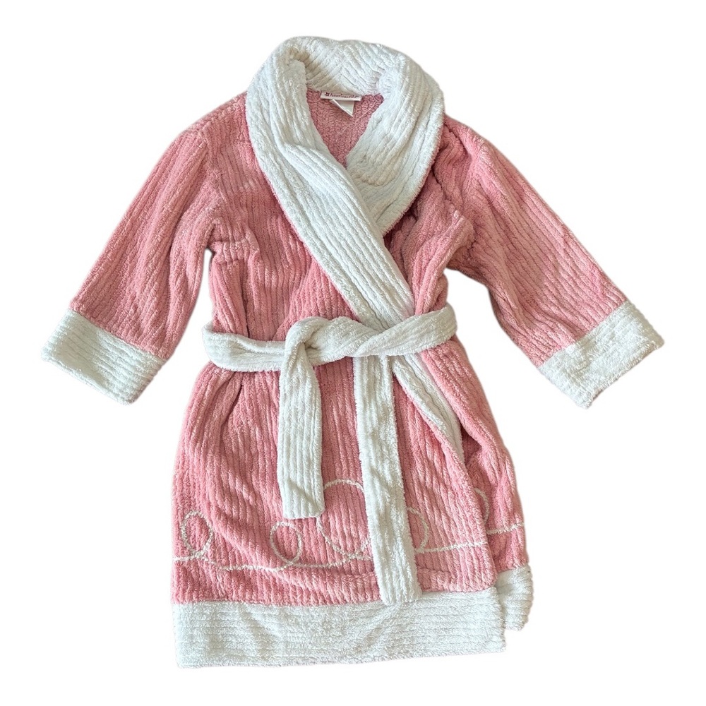 American Girl Emily Pink & White Chenille Ribbed Robe XS